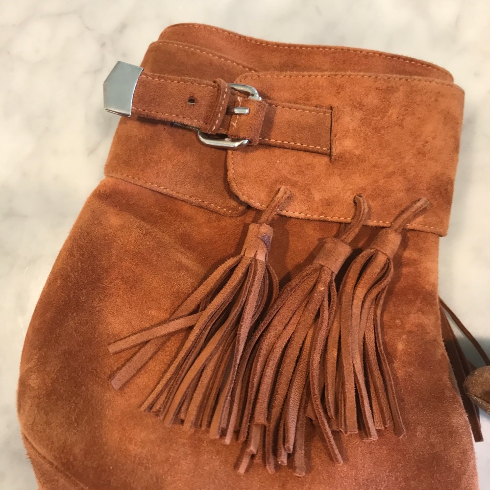 Thomas Wylde Suede Fringe Tassel Ankle Boots - Picture 2 of 8